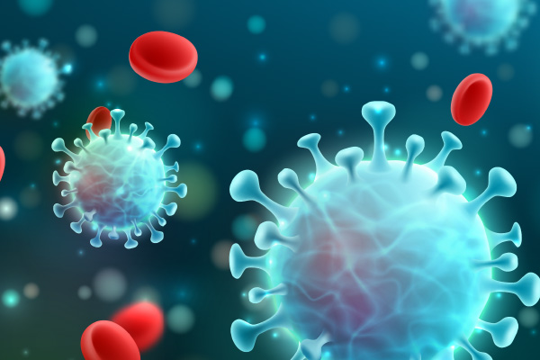 Image of COVID-19 and Virus background with cells