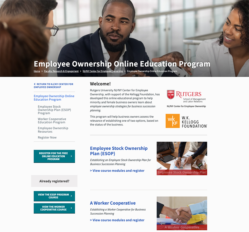 image of Employee Ownership Online Education Program website