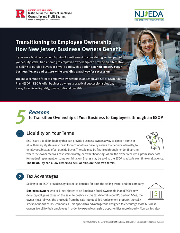 Image of flyer for Transitioning to Employee Ownership
