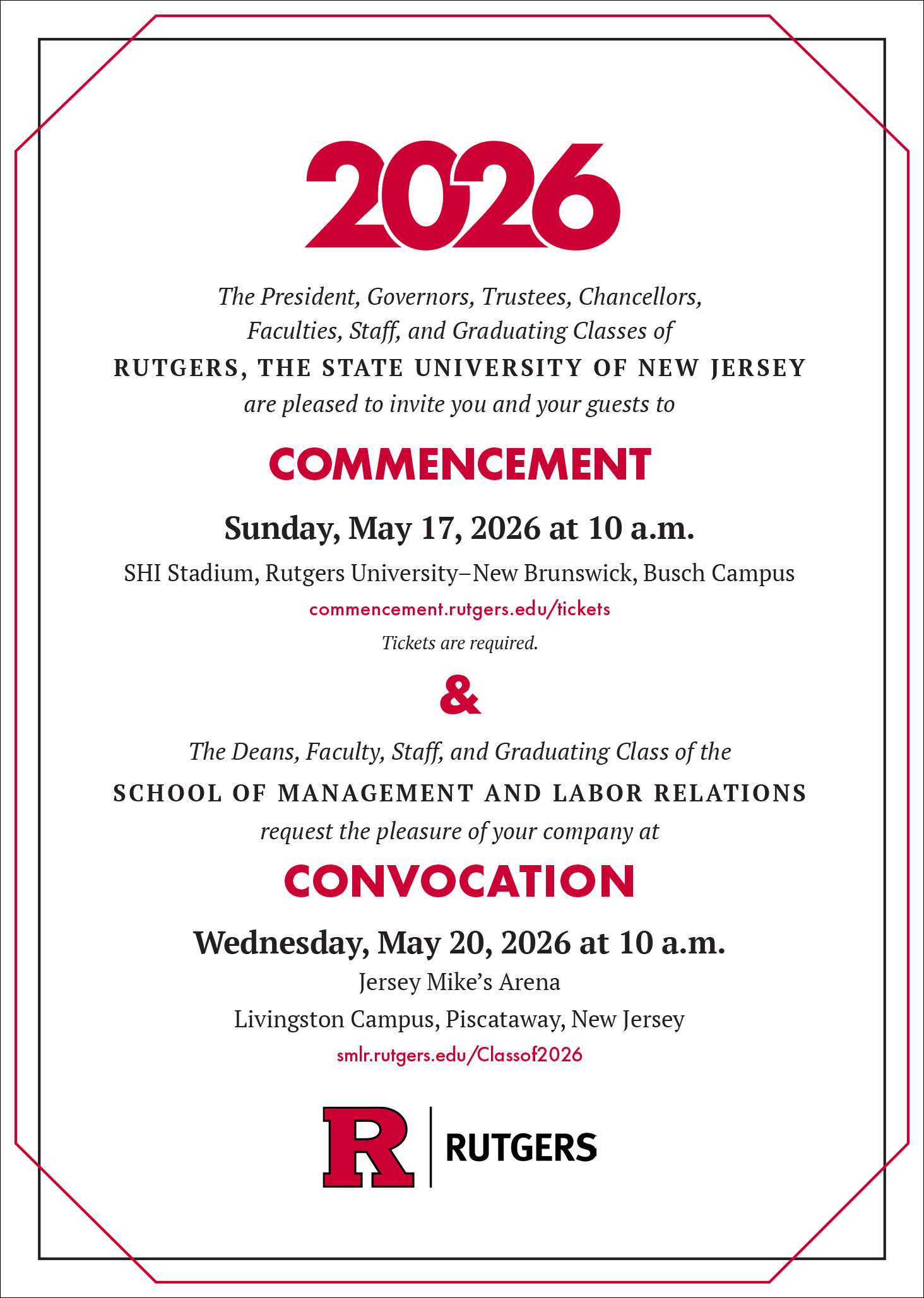 Image of SMLR Class of 2026 Convocation Invitation