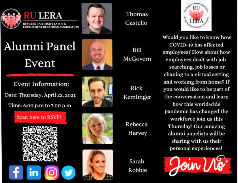 Image of RU LERA Alumni Panel Event on 4/22/21