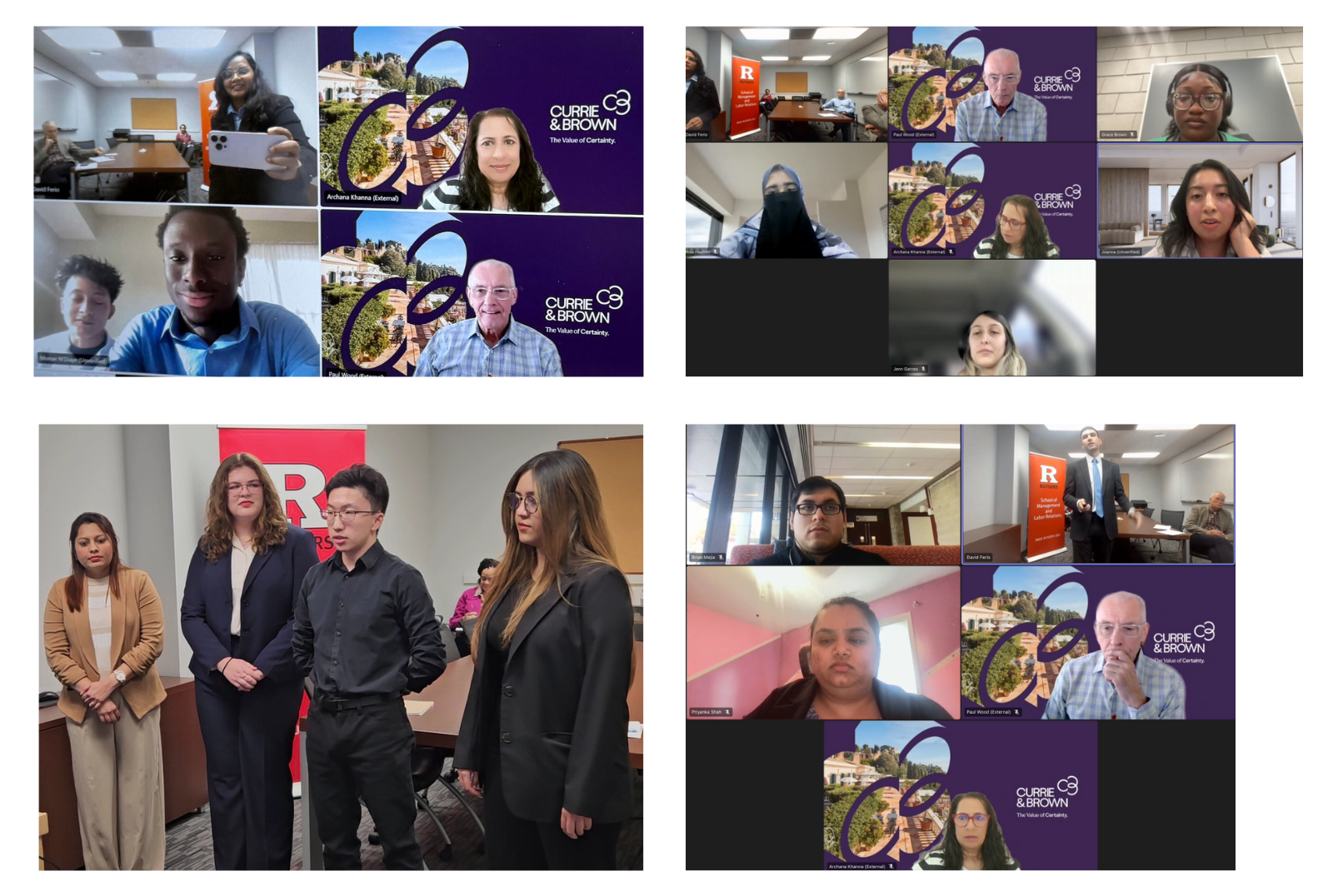 Image of virtual and in-person student participants for the case competition
