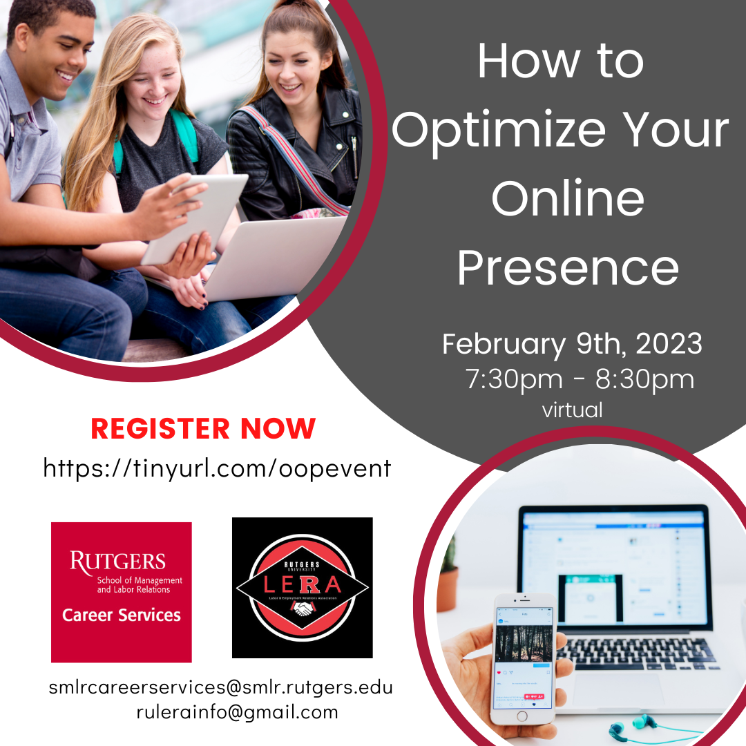 Image of Career Services/RU LERA How to Optimize Your Online Presence Event