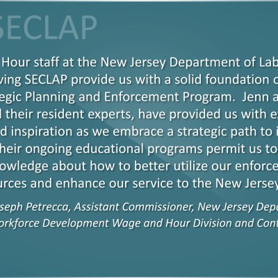 Quote from Joseph Petrecca, Assistant Commissioner, NJDOL Wage and Hour Division and Contract Compliance