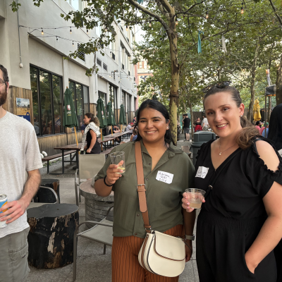 Image of SMLR Alumni socializing at Happy Hour event