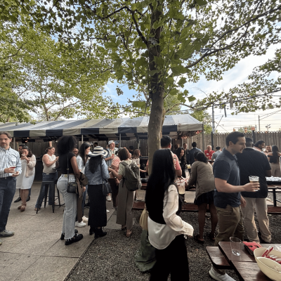 Image of SMLR Alumni socializing at Happy Hour event